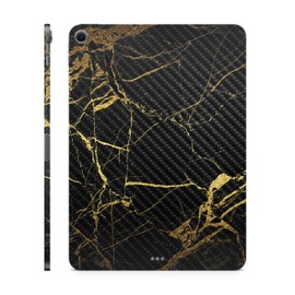 Carbon Fiber Tablet Skin Compatible with Apple iPad Air 11" (M3) 2025 - Black Gold Marble - Premium 3M Vinyl Protective Wrap Decal Cover - Easy to Apply | Crafted in The USA by MightySkins