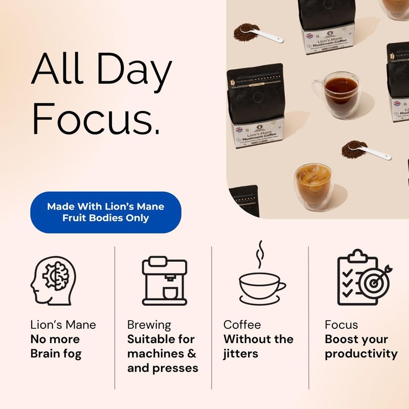 Merryhill Mushrooms - Lion’s Mane Mushroom Ground Coffee - Focus