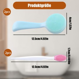 Pore Cleaning Brush, 4-teiliges Gesichtsbürste Set, Reinigungsbürste Gesicht für sanfte Porenreinigung, Reisefreundliche Gesichtsreinigungsbürste in Blaü, Pink und Grün