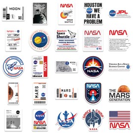 NASA Stickers for Laptop (50 PCS),Gift for Children Teens Adults Girl Boys,Waterproof Stickers for Water Bottle,Cool Space Astronaut Vinyl Stickers for Scrapbook Skateboard Bike Phone Dairy