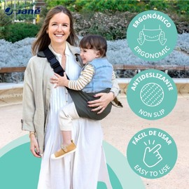 Jané Catch Children's Carrier Side Baby Sling Carrier for Babies from 9 to 48 Months, 100% Cotton, Shoulder Protection, Adjustable, Ergonomic, Non-Slip, Brown