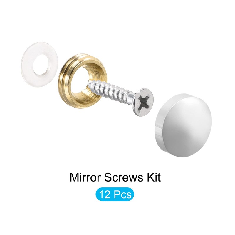 METALLIXITY 12pcs 14mm Brass Plated Screw Cap Cover Decorative Screws
