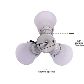 Westinghouse Lighting 77847 3LGT WHT Fros 3 Frosted Ribbed Glass Ceiling Fan Light Kit, No Size, White