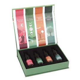 Manifestation Essential Oil Collection – 4 x 10ml Blends for Focus & Intentions: Mystic Rose, Psychic Peppermint, Optimistic Orange, Regenerating Rosemary – Aromatherapy & Mindfulness Boost