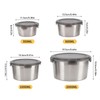 4Pcs Stainless Steel Preservation Box Large Capacity Round Food Storage