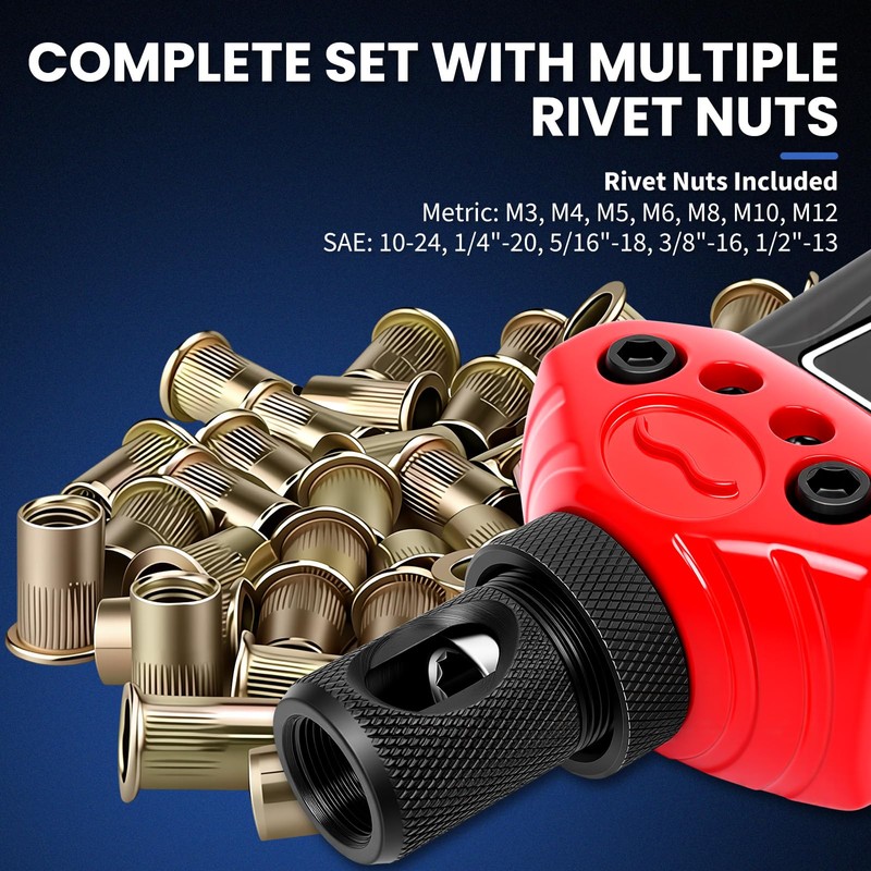 16-Inch Professional Rivet Nut Kit,Heavy Duty Rivnut/Nutsert Tool with Quick-Change