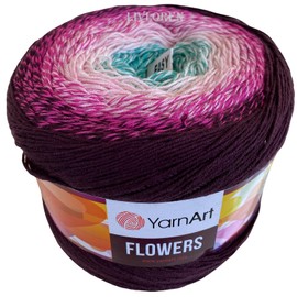 Yarn Art YarnArt Flowers Yarn 55% Cotton 45% Acrylic 250gr 1094yds Multicolor Cotton Yarn Rainbow Crochet Yarn Spring Summer 2 Sport (301)