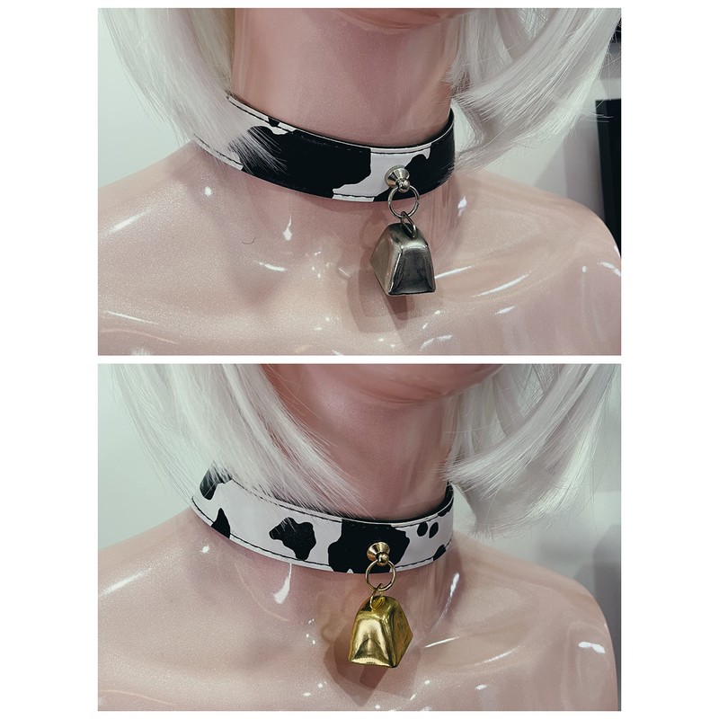 paloli Basic Cow Print Bell Collar Choker Necklace for women