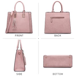 Dasein Purses Handbags for Women Satchel Vegan Leather Shoulder Bags Work Tote for Ladies with Matching Clutch (Pink)