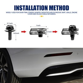 awlbed 20 PCS Car Body Bolt Patch Kit, Hood Protector Fender Bumper Radiator Hood Panel Fastening Screw Bolt Extrusion U-Shaped Clip, Multi-Purpose Fixing Accessories, for Most Car Models (Black)