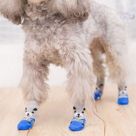 Anti Slip Dog Socks 2 Pairs Dog Grip Socks Pet Paw Protector for Small Dogs M