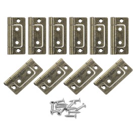 sourcing map 16Pcs 2x1 Inch Door Hinges Non-Mortise No Noise Bifold Door Hinges Plating for Cabinet Furniture Window Wardrobe with Screws, Bronze