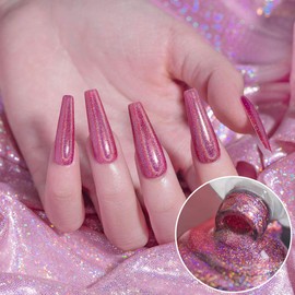 RARJSM Holographic Nail Polish Red Gel Nail Polish with Rainbow Effect Nail Lamp Required 1 Pack 0.25 Fl.oz Gel Polish Colors for Starter Nail Art Design RAR75