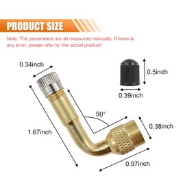 Car Tire Valve Stem Extenders, 90 Degree Tire Inflator Nozzle Extender, Brass Valve Extension Adaptor for Car, Dually Wheels Passenger Car, Motorcycle, Bike (4PCS)
