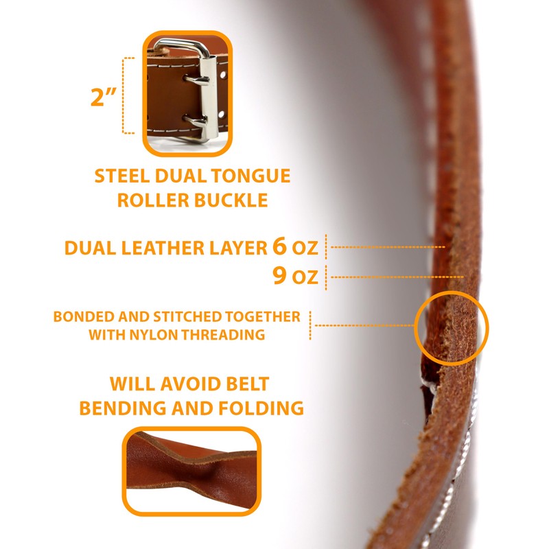Duracuir Construction Leather Tool Belt with Lumbar Support (SMALL 26-34