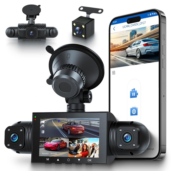 Dashcam 4-Kanal Front- und Innenkamera, 1080P Frontkamera, WiFi & APP-Steuerung,