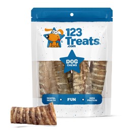 123 Treats Premium Beef Trachea for Dogs – 3 Inch 100% Natural Beef Dog Chews, Rich in Glucosamine and Chondroitin for Joint & Hip Mobility (8 Count)