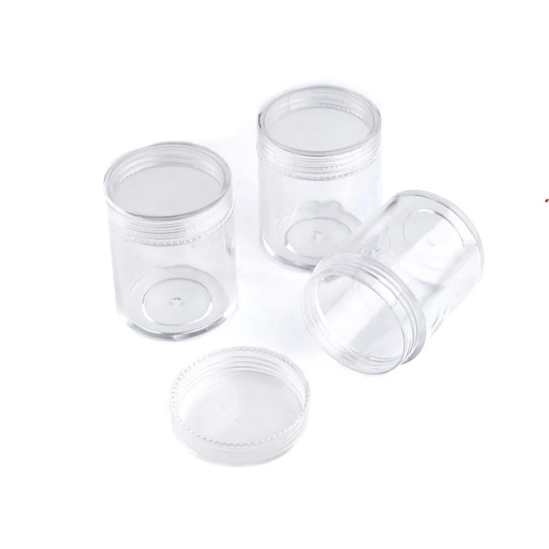 cyclingcolors 2 x Plastic Containers Clear Round Container Bottle Glitter