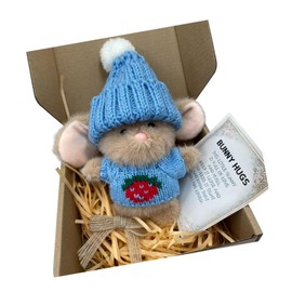 F Fityle Mini Bunny Doll Easter Gift Birthday Party Favors Decorative Holiday Ornament, Easter Decoration Plush Doll with Knitted Hat, Blue
