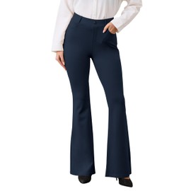 VIMPEP Flare Yoga Dress Work Pants Women High Waisted Pull On Stretchy Slacks Flared Leggings for Business Casual with Pockets 2102 31 Navy Blue 2XL