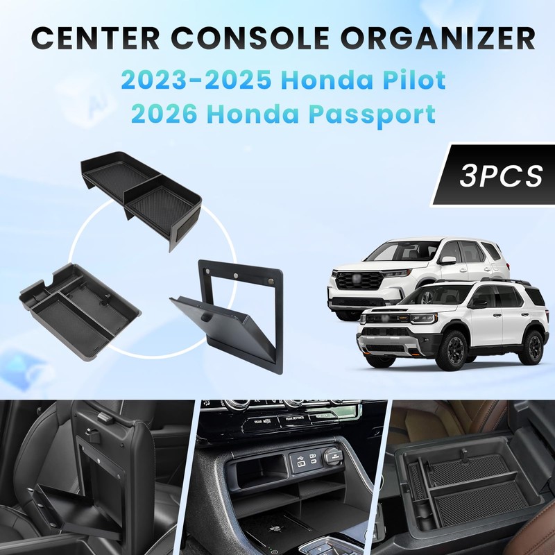3PCS Center Console Organizer Compatible with 2023-2026 Honda Pilot 2026