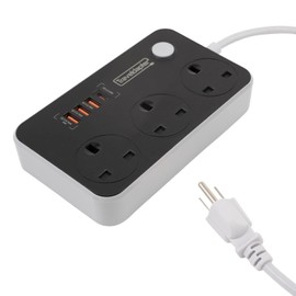 Uk To Costa Rica Travel Adapter Usb Usbc Multi Sockets Earthed Grounded 3 Pin Plug 2 M Lead