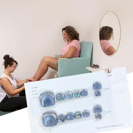 Toe Nails Glitter, Glitter Toe Nails, Sparkling Cat's EyeToenail, Glossy Fake Toe Nails Manicure Art Easy to Apply for Women Girls for Summer