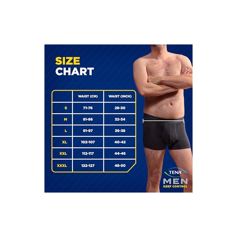 TENA Men Protective Boxers, Discreet Fit Washable Incontinence Pants that