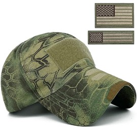 REDSHARKS Men American Flag Patch Tactical Camo Baseball Cap Women USA Flag Military Army Patriotic Operator Camouflage Hat Mandrake-LG