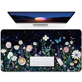 Large Mouse Pad for Desktop, Cute Desk Mat Pad Protector for Work & Gaming, Aesthetic Pretty Anti-Slip Laptop Blotter Cover for Office School Home Supplies, Celestial, 31.5" x 11.8"