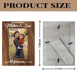 Mother & Son Love Forever Photo Frame - Farmhouse Wooden Picture Frame Gift for Mother's Day, Holds 4 x 6 Inch Photo, Family Decor