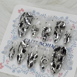 Clear Full Stone Gra Handmade Nail Tip Pedi Tip - Paddy A (-5,000 won) / 클리어 풀스톤그라 수제네일팁페디팁 - 패디A (-5,000원)