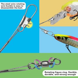 Benykyo Fishing Leader 12 Inches 40 lb High Strength Fishing Leaders with Swivels and Snaps，Steel Fishing Leaders Freshwater & Saltwater，Silver 60Pcs