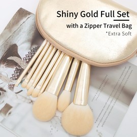 Natural Hair Makeup Brush Set Professional, Fox Hair Makeup Brushes Set with Case by Luxury ENZO KEN, Gold Cosmetic Brushes Makeup Set, Natural Makeup Brushes, Natural Bristle Makeup Brushes.(Cloud)
