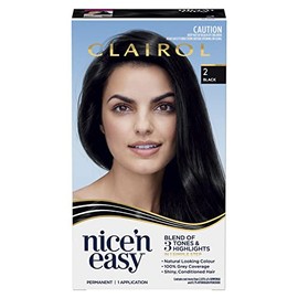 Clairol Nice 'N Easy Permanent Hair Colour 2 Natural Black, 100% Grey Coverage, Natural Looking Hair Colour