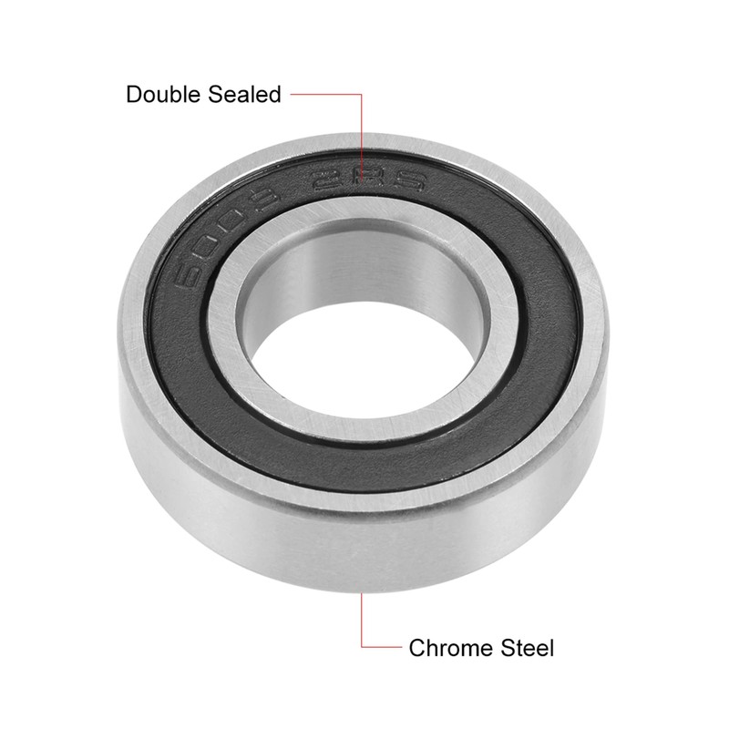 sourcing map 2 Pcs 6003-2RS Deep Groove Ball Bearing 17x35x10mm