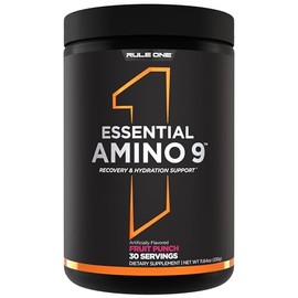 Rule 1 Proteins Rule 1 Essential Amino 9 C Recovery & Hydration Support with 7.5g of Essential Amino Acids + Electrolytes (30 Servings, Fruit Punch)