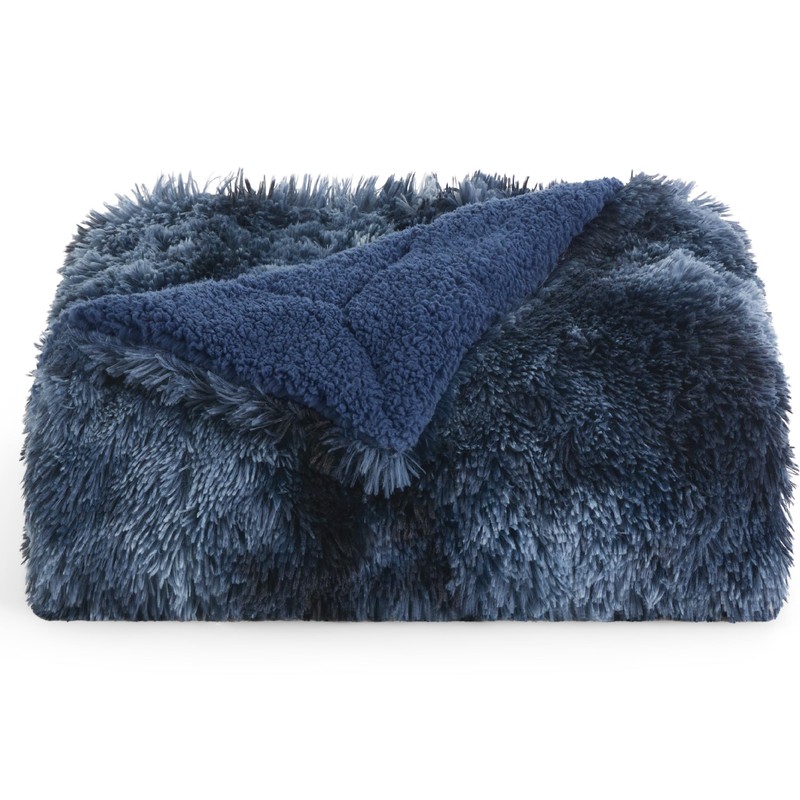 Bedsure Soft Tie Dye Navy Throw Blanket for Couch, Fluffy