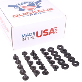 Black Chicago Screws 4, 10 or 20 Pack Kit - 1/4 Inch by QuickClip Pro, Flat Head Thru-Hole Machine Screw Fasteners, w/Rubber Washers for Kydex Leather Holster Sheath Crafting .250" Premium USA (20)