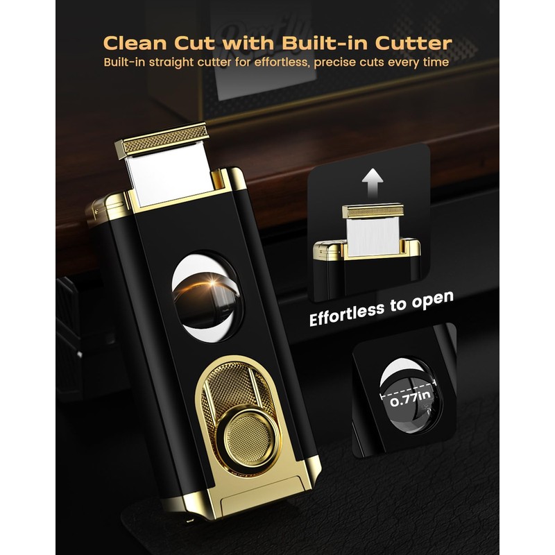 All-in-one Torch Lighter with Straight Sharp Tool, Built-in Punch, Holder,