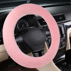 Australian Sheepskin Wool Steering Wheel Cover Fuzzy Fur Steering Wheel Cover for Men Women Plush Car Wheel Cover for Universal Steering Wheel 13.7-17 inches(35CM-43CM)