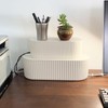 Nineween White Cable Management Box, Plastic Cable Box Organizer with