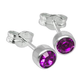 SilberDream Earrings 5 mm for Women 925 Silver Stud Earrings Zirconia Purple SDO503V Silver Stud Earrings, Sterling Silver Cubic Zirconia, Cubic Zirconia