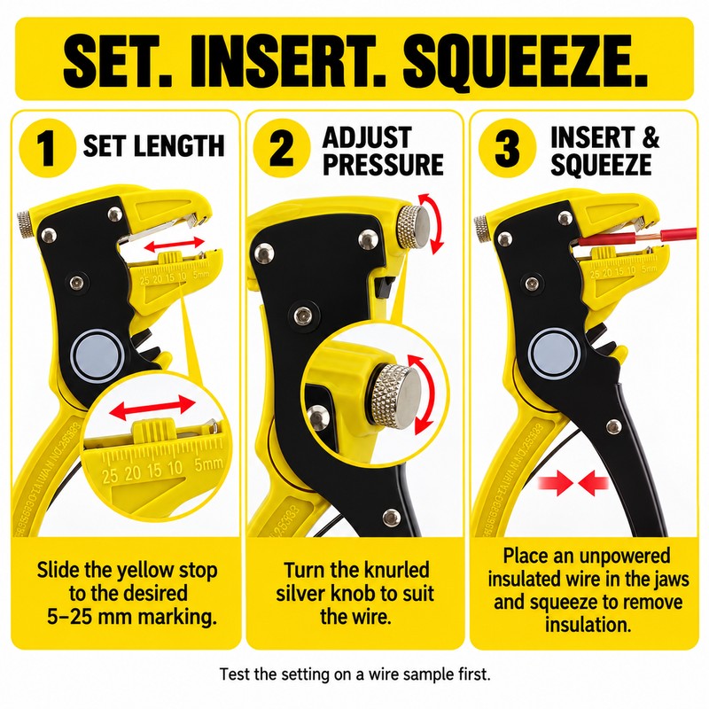 Bomurph 6.7-Inch Automatic Wire Stripper and Cutter, Adjustable 0.5-6mm Cable