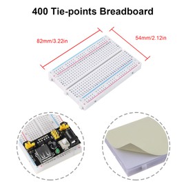 AITIAO Breadboard Kit with 1Pcs 830 & 400 Tie-Points Breadboard 65Pcs Breadboard Jumper Wires 3Pcs Power Supply Module MB 102(5V/3V) 3Pcs I Type Battery Clip
