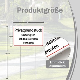 Privatgrundstück Unbefugten ist das Betreten verboten Sign with 35 cm Posts