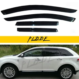 PLDDE 4pcs Window Visors Sun/Rain Guard Compatible with 2007-2014 Edge 2007-2015 Lincoln MKX Outside Mount Dark Smoke 4-Pieces Set