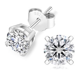 KRKC&CO Women's Moissanite Earrings 925 Silver 0.6/1/1.2/1.6/2/3ct Moissanite Diamond, VVS1 D Colour, 14K Yellow Gold/White Gold, Gift Women, 4-7.5 mm, Silver, Moissanite