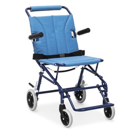 monicare Lightweight Wheelchair with 18 inch Seat and Foldable Pedal Compact Wheel Chair, Ultralight Folding Travel Transport Chair for Hospital Urgent Care ER, 250 lbs Weight Capacity, Blue