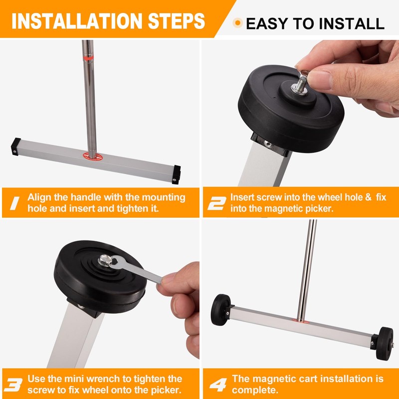Toolwiz 17" Rolling Magnetic Sweeper 8.8lbs, with 16 lbs Telescopic